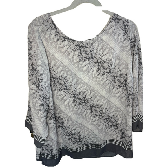 Rose & Olive Anthropologie Geometric Semi-Sheer 3/4 Sleeve Top Size 2X - Picture 1 of 12